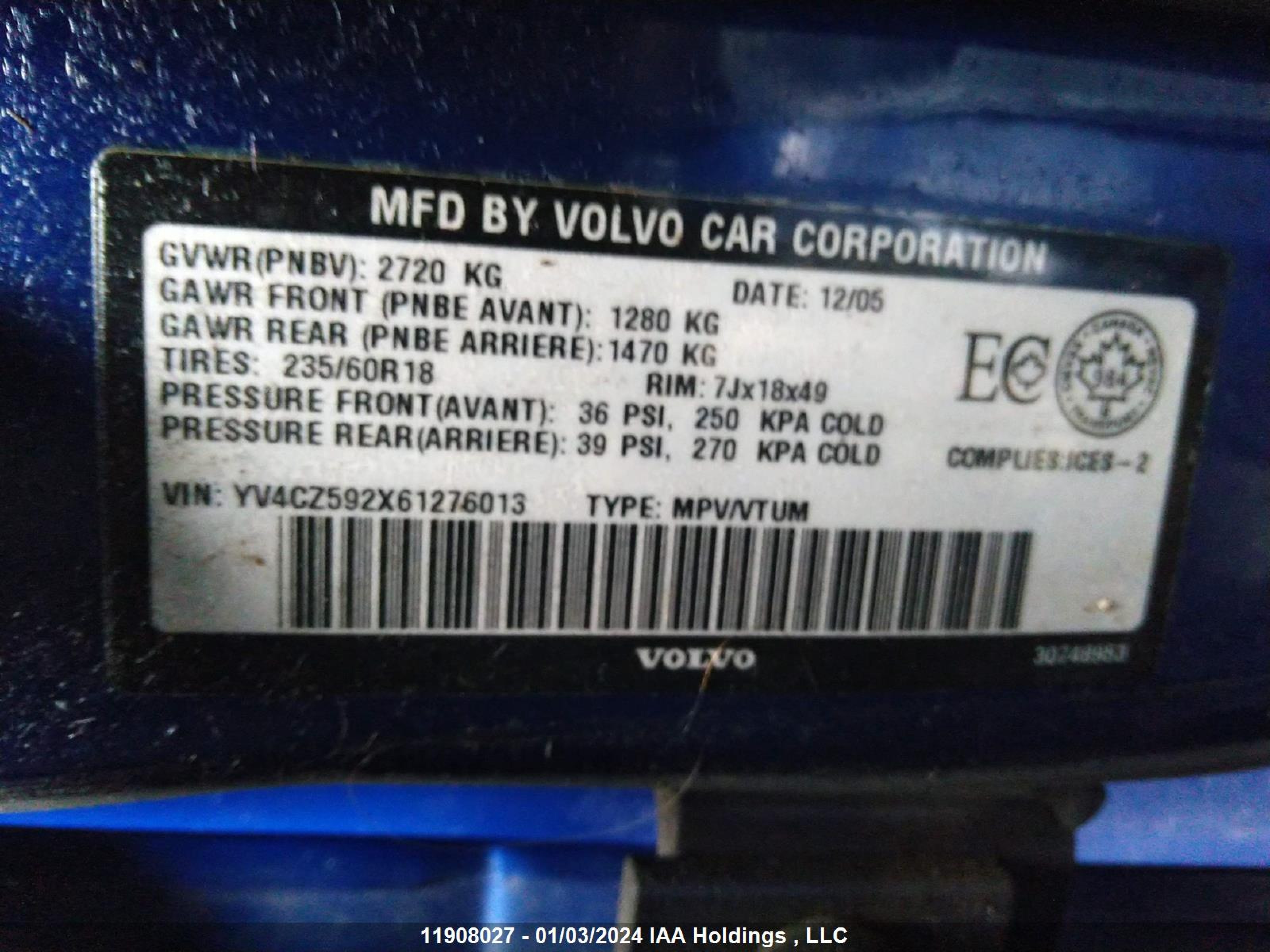 Photo 8 VIN: YV4CZ592X61276013 - VOLVO XC90 