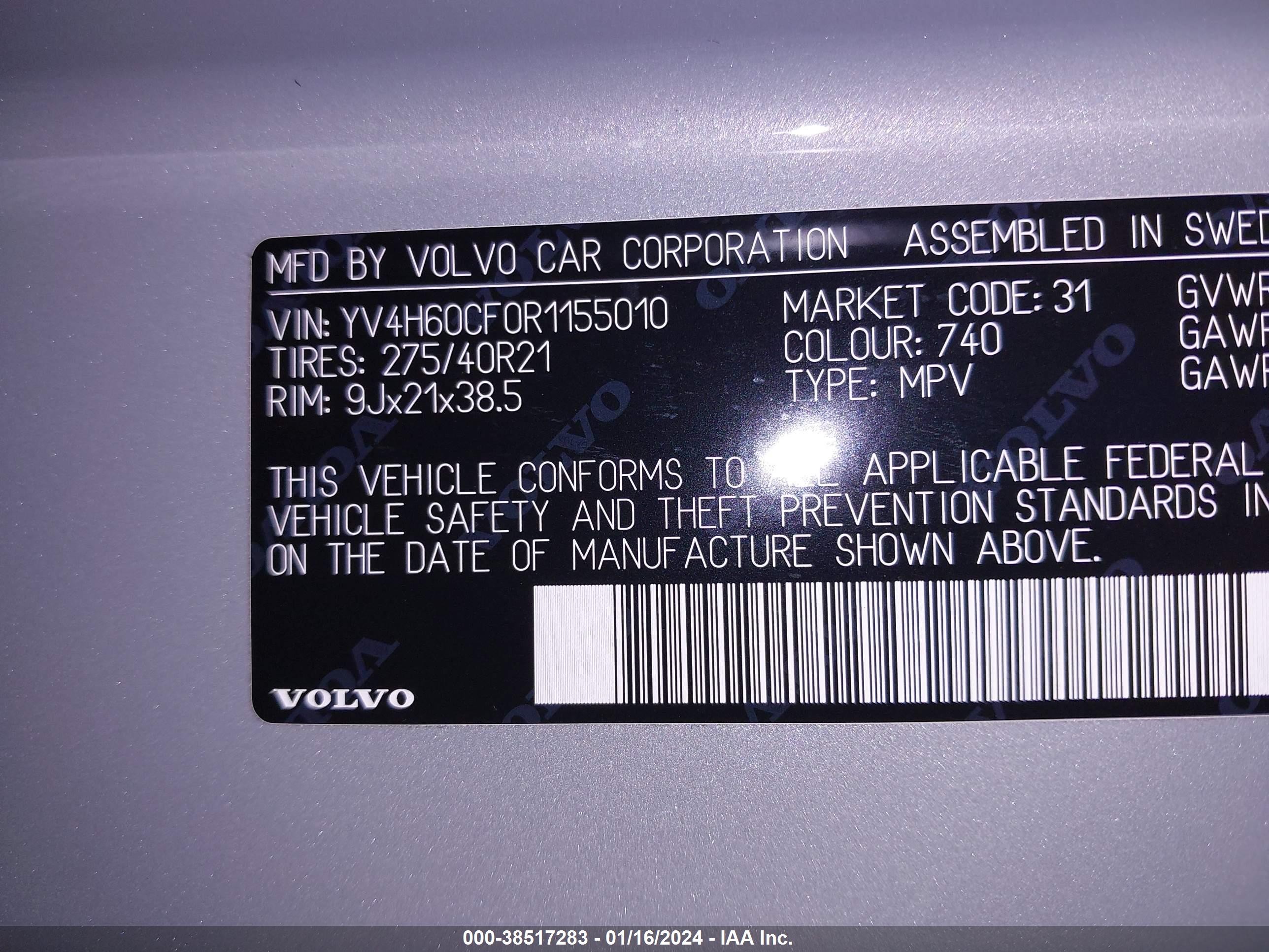 Photo 8 VIN: YV4H60CF0R1155010 - VOLVO XC90 