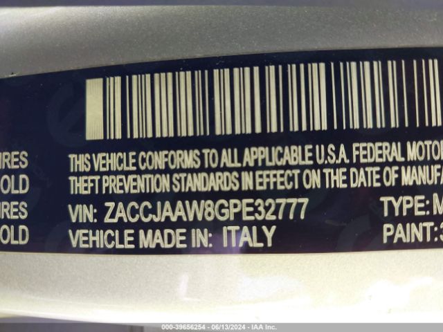 Photo 8 VIN: ZACCJAAW8GPE32777 - JEEP RENEGADE 