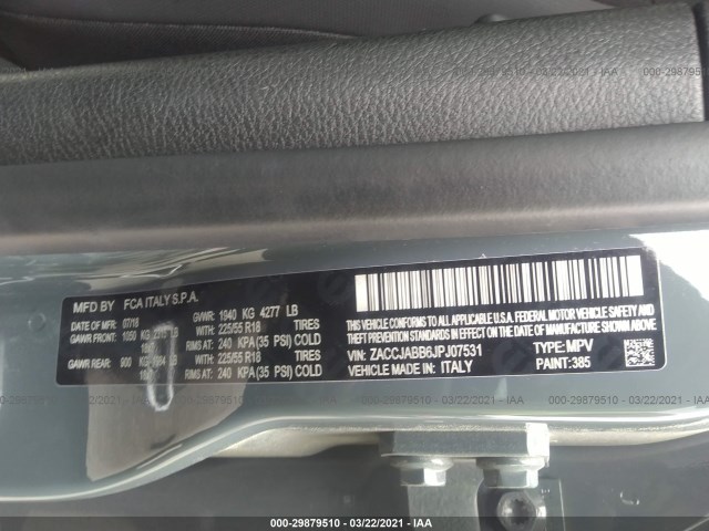 Photo 8 VIN: ZACCJABB6JPJ07531 - JEEP RENEGADE 