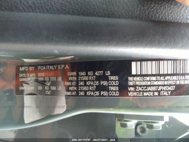 Photo 8 VIN: ZACCJABB7JPH53437 - JEEP RENEGADE 