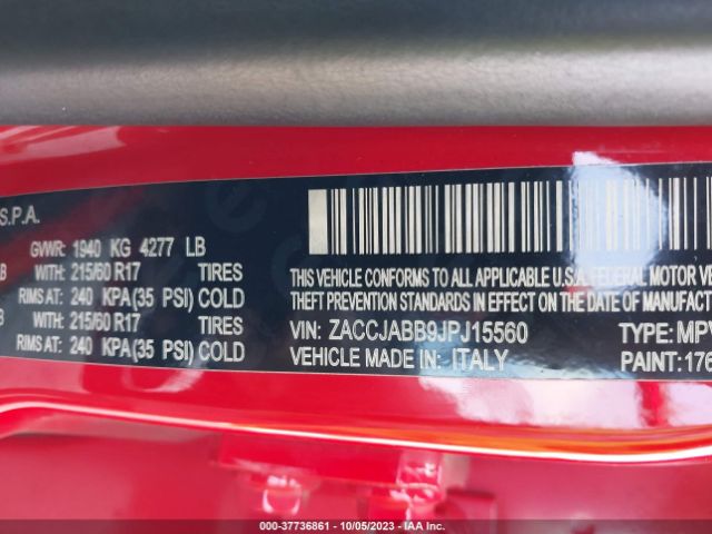 Photo 8 VIN: ZACCJABB9JPJ15560 - JEEP RENEGADE 