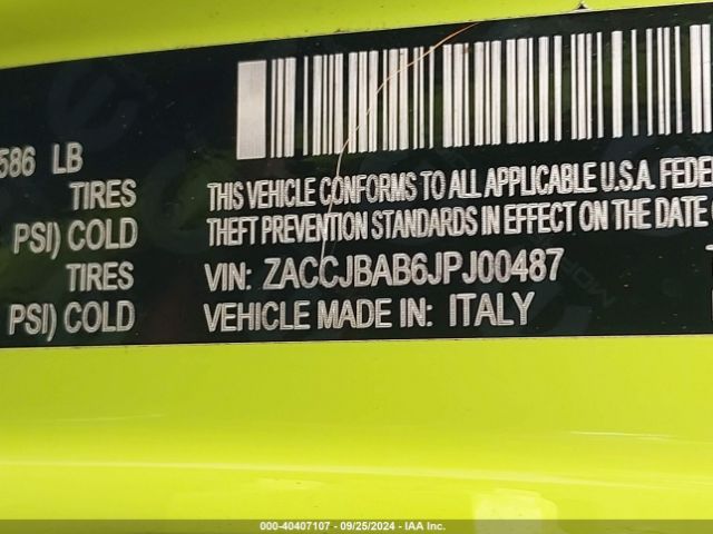 Photo 8 VIN: ZACCJBAB6JPJ00487 - JEEP RENEGADE 