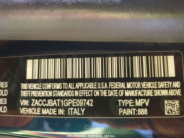 Photo 8 VIN: ZACCJBAT1GPE09742 - JEEP RENEGADE 