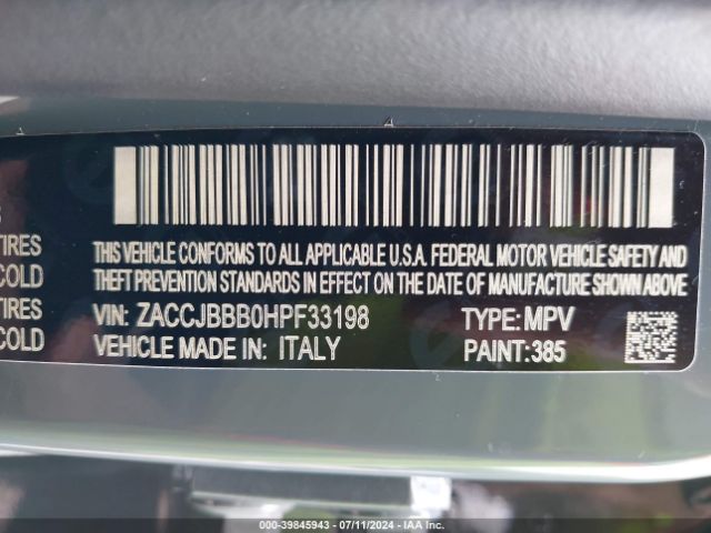 Photo 8 VIN: ZACCJBBB0HPF33198 - JEEP RENEGADE 