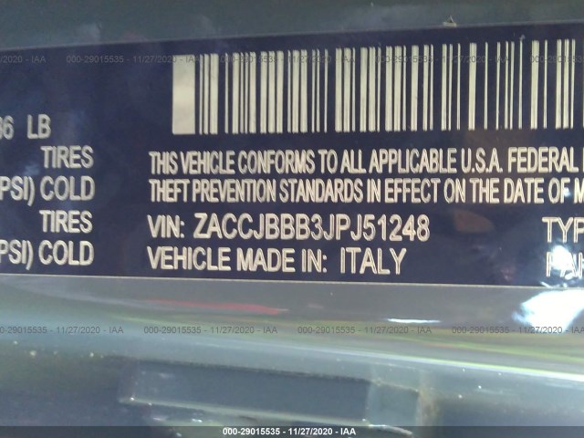 Photo 8 VIN: ZACCJBBB3JPJ51248 - JEEP RENEGADE 