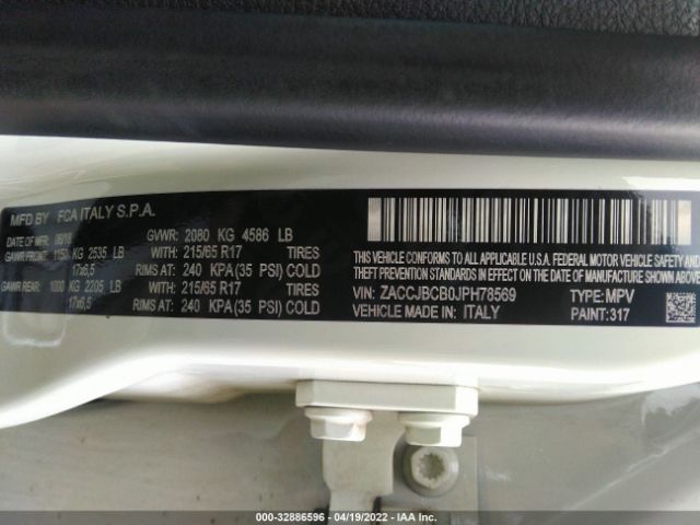 Photo 8 VIN: ZACCJBCB0JPH78569 - JEEP RENEGADE 