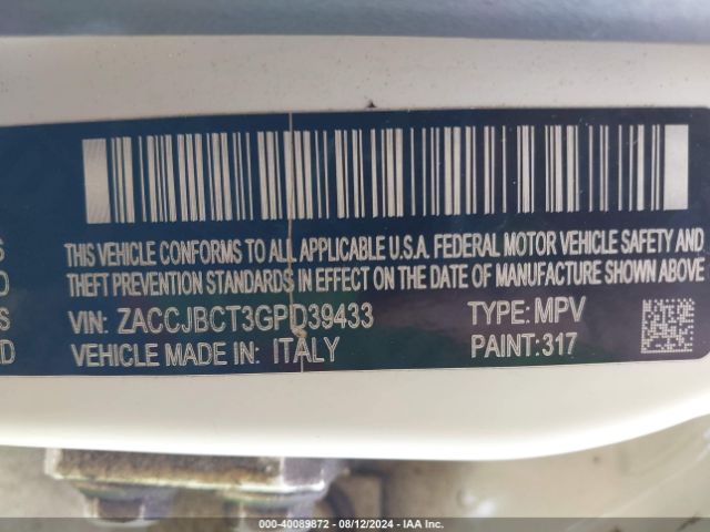 Photo 8 VIN: ZACCJBCT3GPD39433 - JEEP RENEGADE 