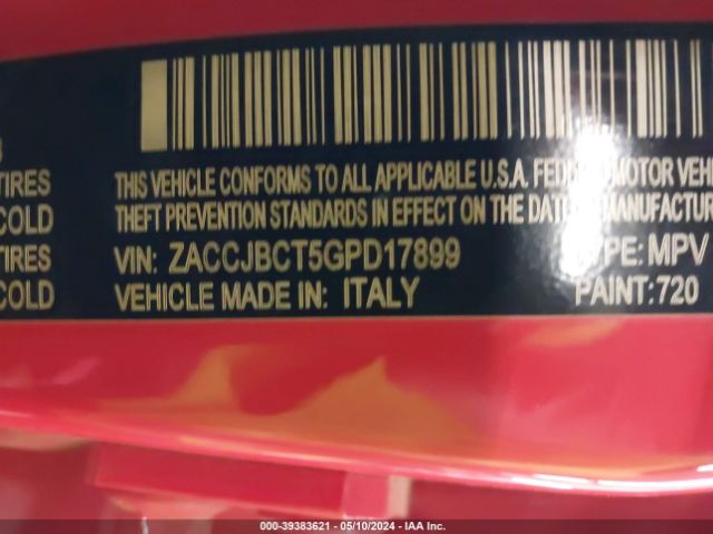 Photo 8 VIN: ZACCJBCT5GPD17899 - JEEP RENEGADE 