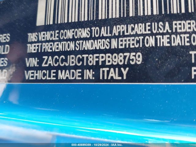 Photo 8 VIN: ZACCJBCT8FPB98759 - JEEP RENEGADE 