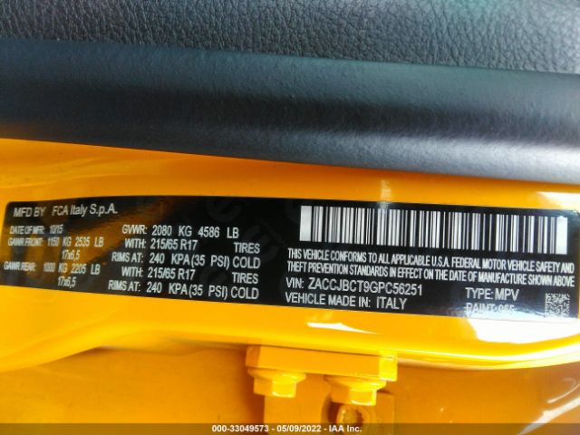 Photo 8 VIN: ZACCJBCT9GPC56251 - JEEP RENEGADE 