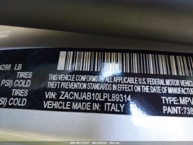 Photo 8 VIN: ZACNJAB10LPL89314 - JEEP RENEGADE 