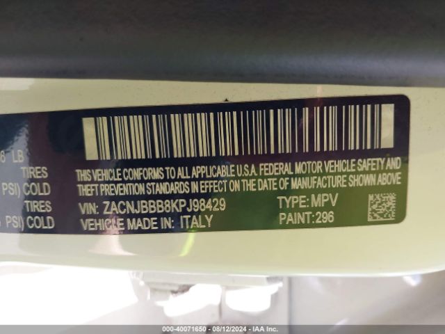 Photo 8 VIN: ZACNJBBB8KPJ98429 - JEEP RENEGADE 