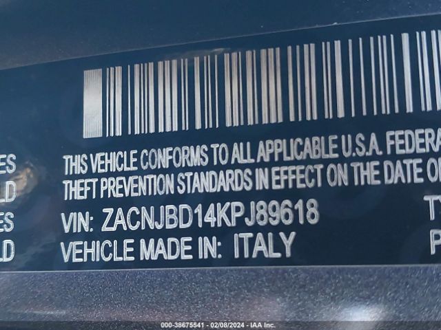 Photo 8 VIN: ZACNJBD14KPJ89618 - JEEP RENEGADE 