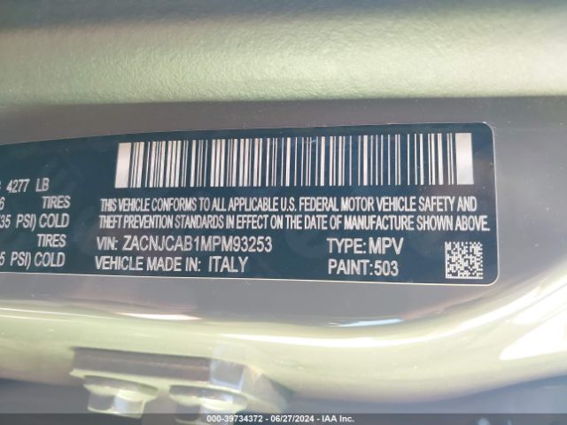 Photo 8 VIN: ZACNJCAB1MPM93253 - JEEP RENEGADE 