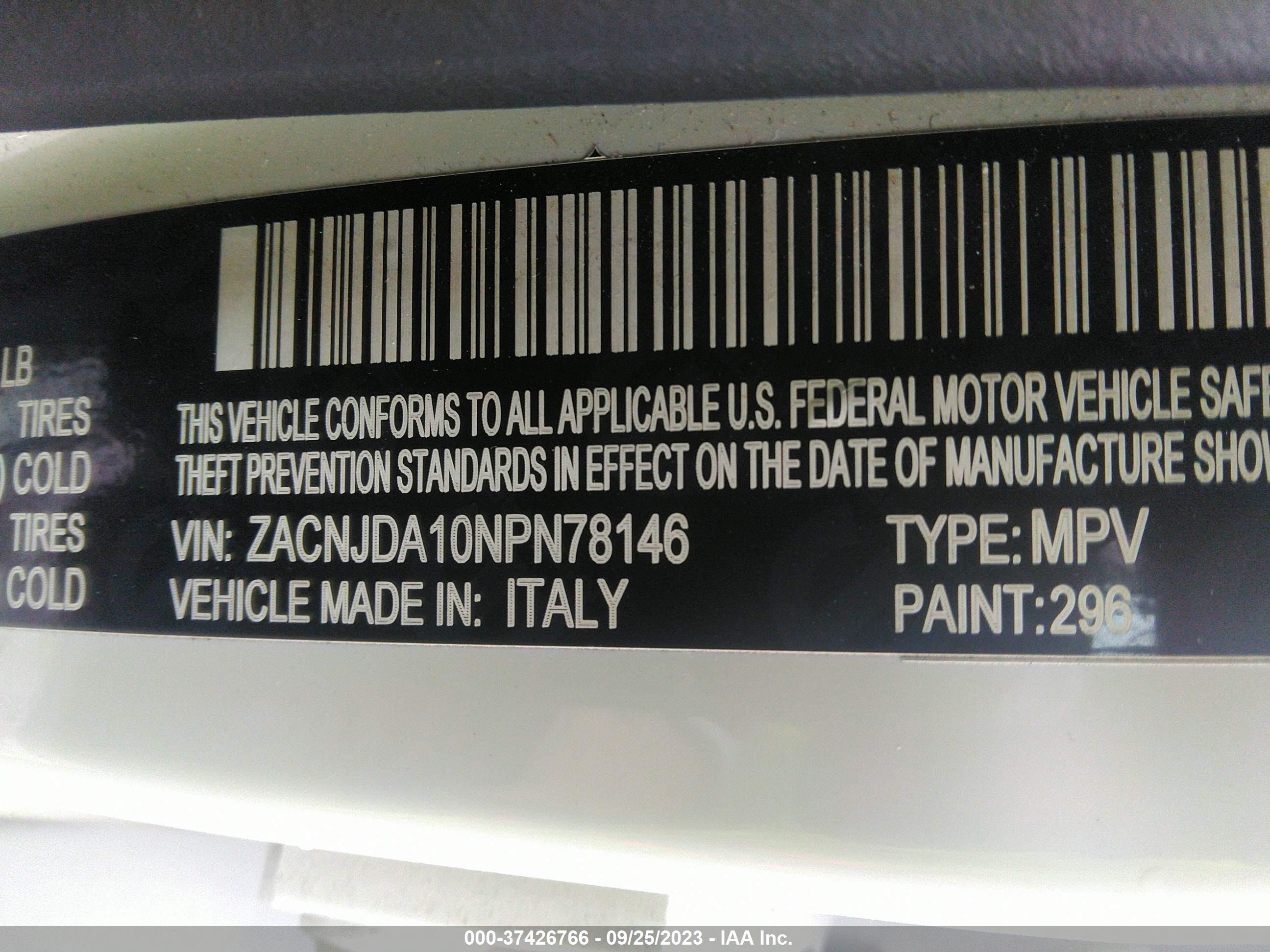 Photo 8 VIN: ZACNJDA10NPN78146 - JEEP RENEGADE 