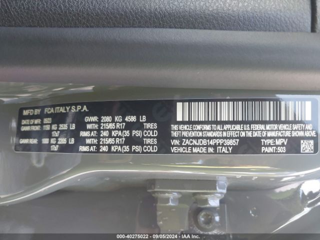 Photo 8 VIN: ZACNJDB14PPP39857 - JEEP RENEGADE 