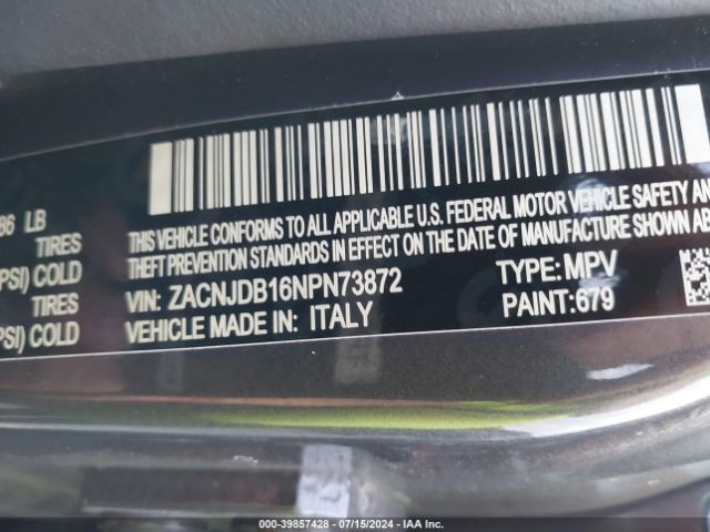 Photo 8 VIN: ZACNJDB16NPN73872 - JEEP RENEGADE 