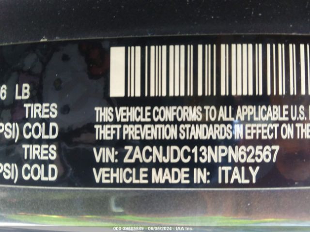 Photo 8 VIN: ZACNJDC13NPN62567 - JEEP RENEGADE 