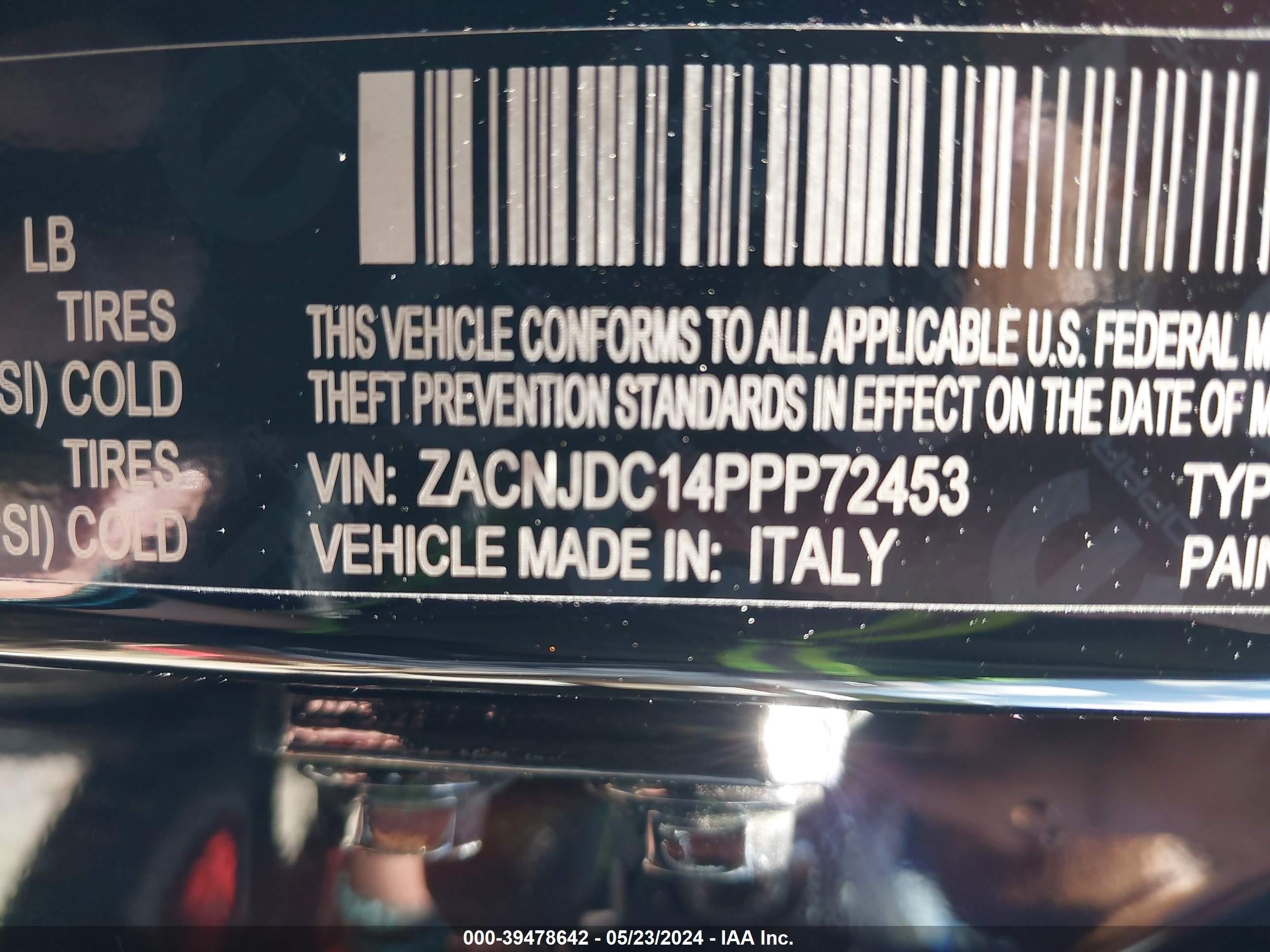 Photo 8 VIN: ZACNJDC14PPP72453 - JEEP RENEGADE 