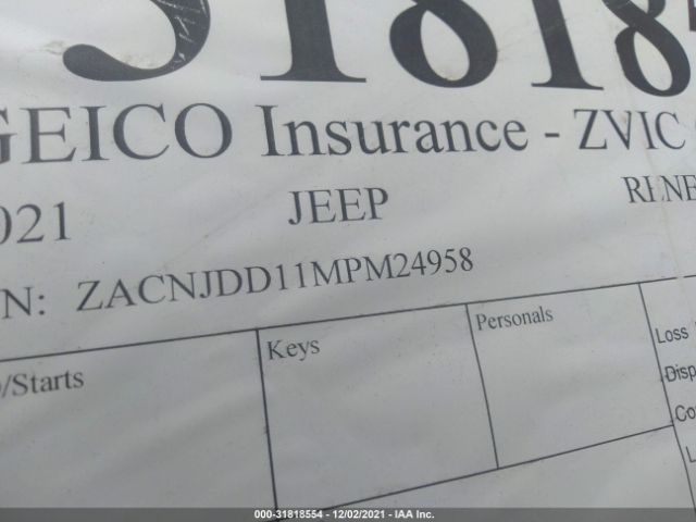 Photo 8 VIN: ZACNJDD11MPM24958 - JEEP RENEGADE 