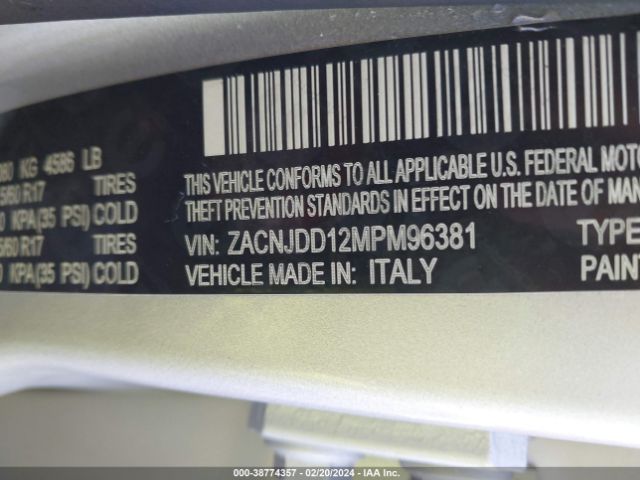 Photo 8 VIN: ZACNJDD12MPM96381 - JEEP RENEGADE 