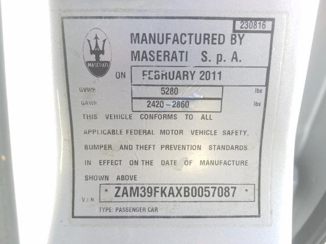 Photo 9 VIN: ZAM39FKAXB0057087 - MASERATI QUATTROPOR 