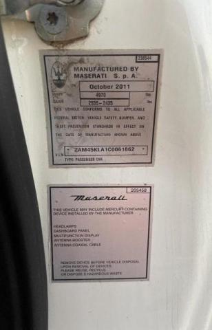 Photo 9 VIN: ZAM45KLA1C0061862 - MASERATI GRANTURISM 