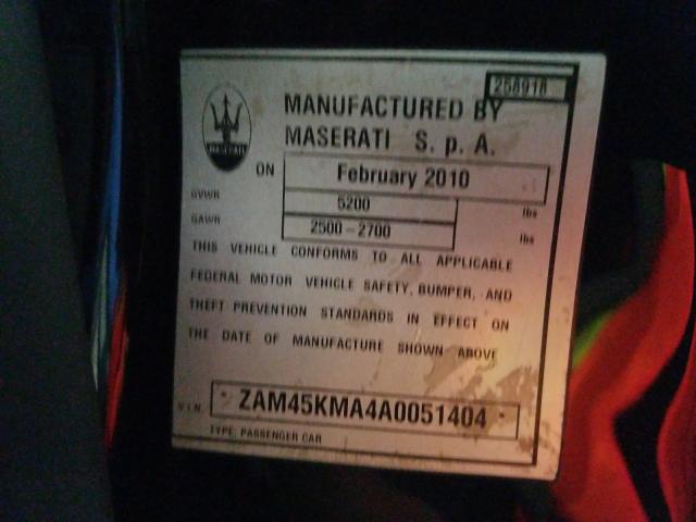 Photo 9 VIN: ZAM45KMA4A0051404 - MASERATI GRANTURISM 