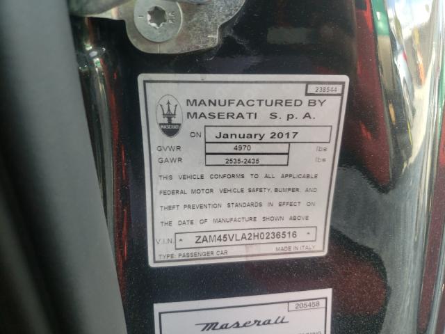 Photo 9 VIN: ZAM45VLA2H0236516 - MASERATI GRANTURISM 