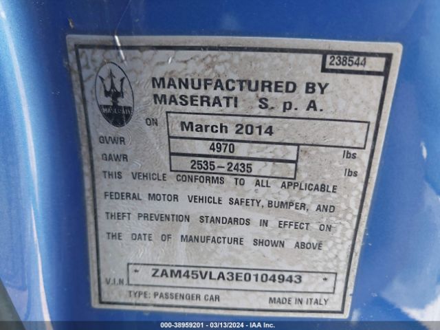 Photo 8 VIN: ZAM45VLA3E0104943 - MASERATI GRANTURISMO 