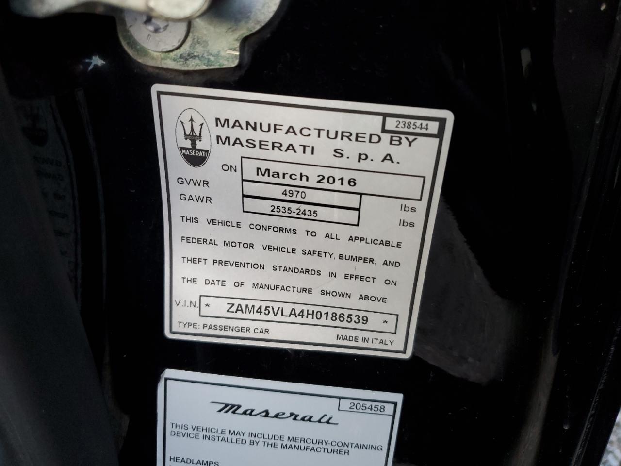 Photo 11 VIN: ZAM45VLA4H0186539 - MASERATI GRANTURISMO 