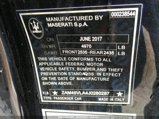 Photo 8 VIN: ZAM45VLA4J0260287 - MASERATI GRANTURISMO 