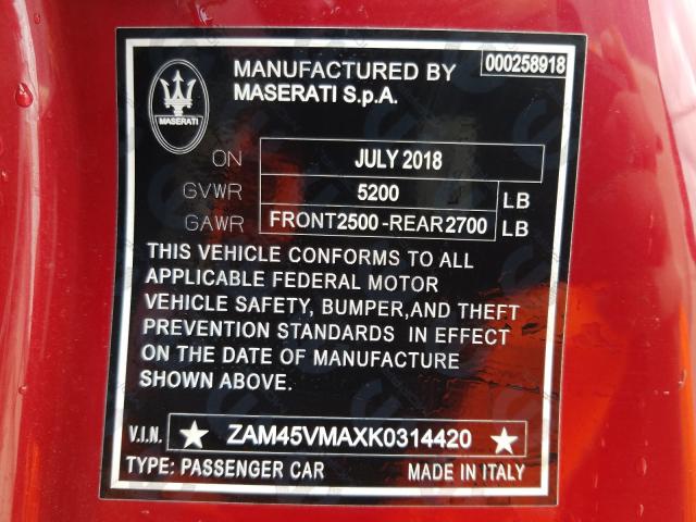 Photo 9 VIN: ZAM45VMAXK0314420 - MASERATI GRANTURISMO CONVERTIBLE 