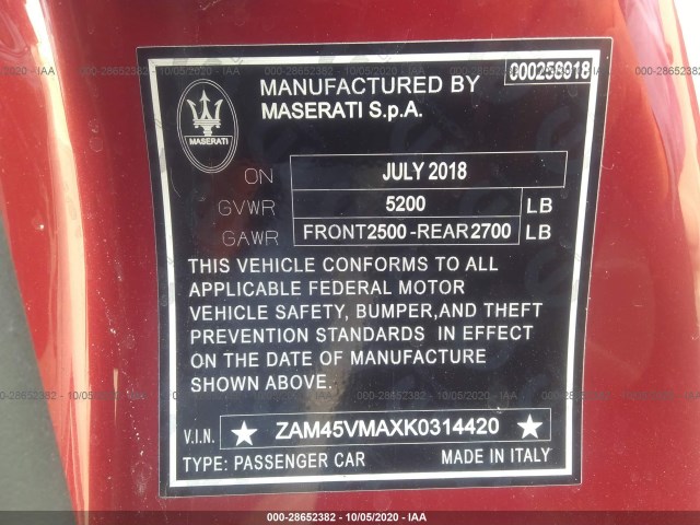 Photo 8 VIN: ZAM45VMAXK0314420 - MASERATI GRANTURISMO CONVERTIBLE 