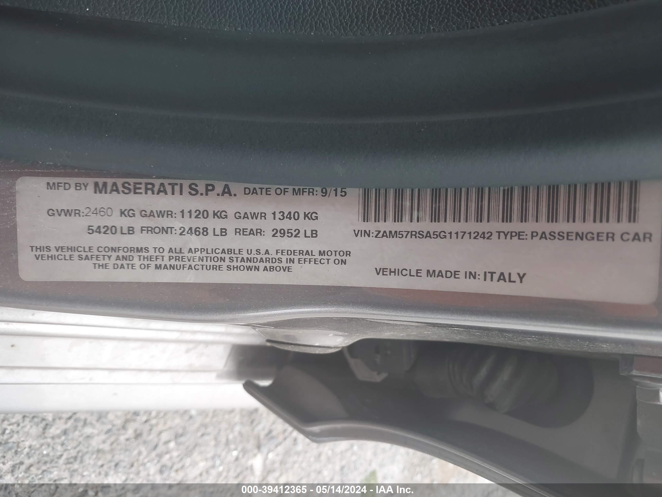 Photo 8 VIN: ZAM57RSA5G1171242 - MASERATI GHIBLI 