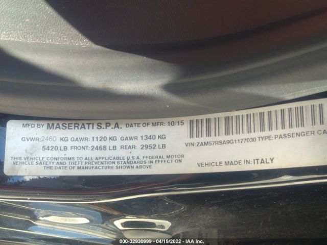 Photo 8 VIN: ZAM57RSA9G1177030 - MASERATI GHIBLI 