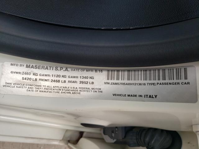 Photo 9 VIN: ZAM57RSAXH1213616 - MASERATI GHIBLI S 