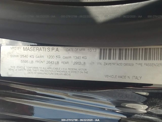 Photo 8 VIN: ZAM57RTA0E1085929 - MASERATI GHIBLI 