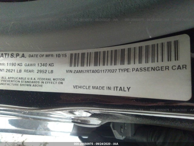 Photo 8 VIN: ZAM57RTA0G1177027 - MASERATI GHIBLI 