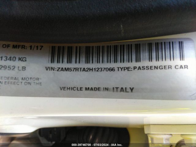 Photo 8 VIN: ZAM57RTA2H1237066 - MASERATI GHIBLI 