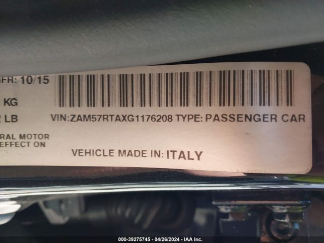 Photo 8 VIN: ZAM57RTAXG1176208 - MASERATI GHIBLI 