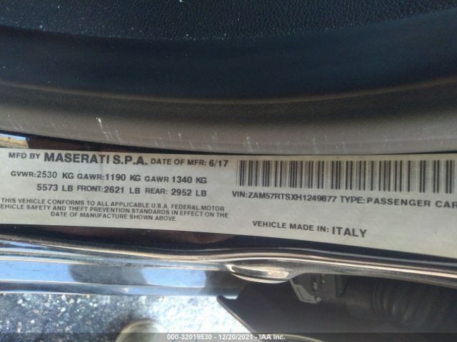 Photo 8 VIN: ZAM57RTSXH1249877 - MASERATI GHIBLI 