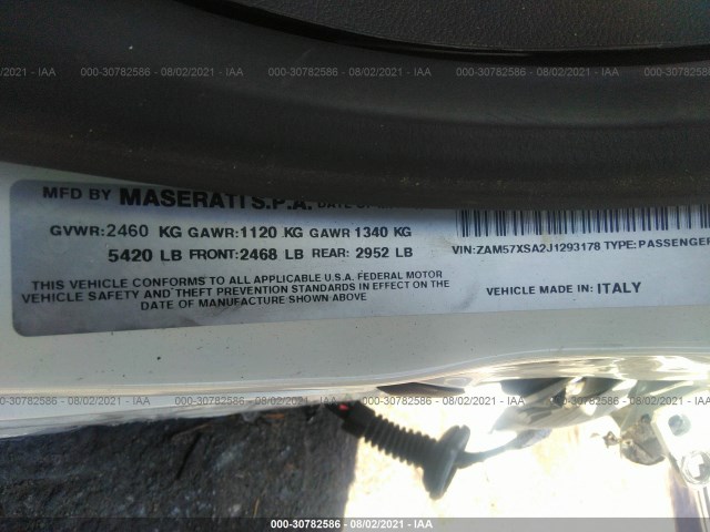 Photo 8 VIN: ZAM57XSA2J1293178 - MASERATI GHIBLI 