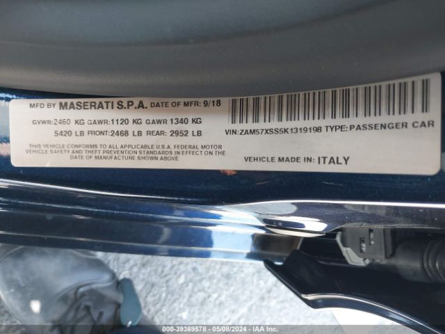 Photo 8 VIN: ZAM57XSS5K1319198 - MASERATI GHIBLI 