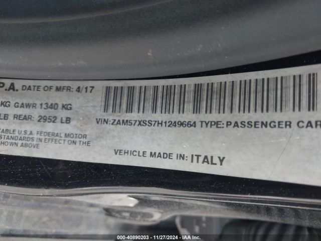 Photo 8 VIN: ZAM57XSS7H1249664 - MASERATI GHIBLI 