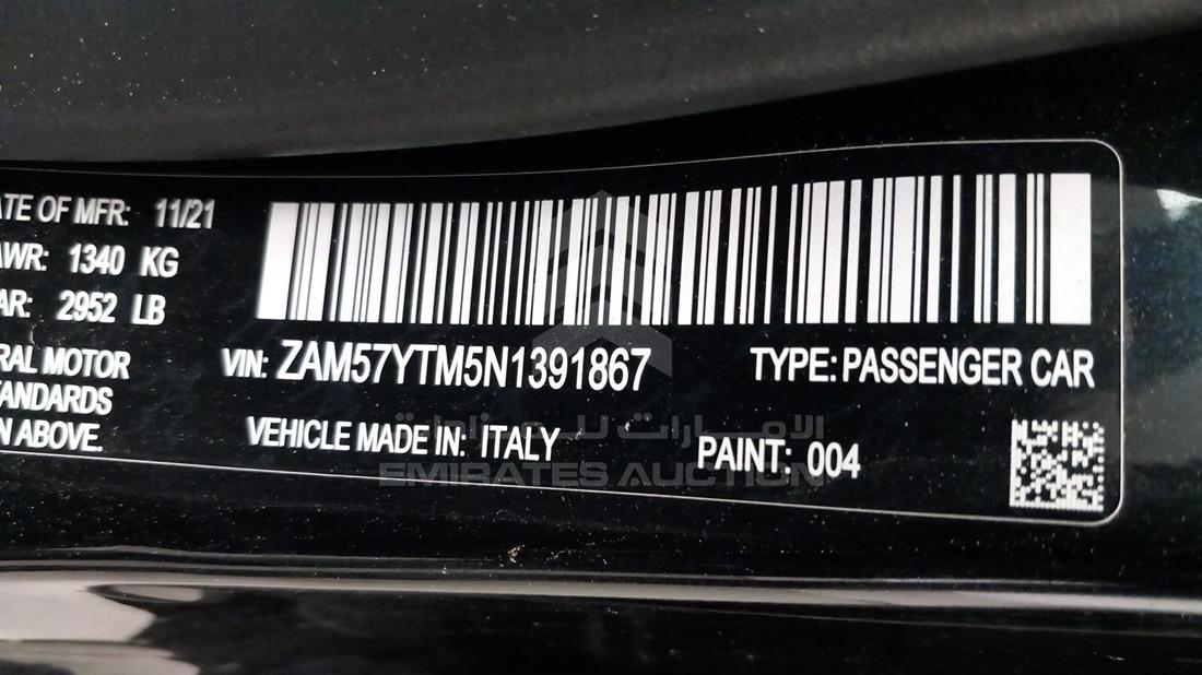 Photo 2 VIN: ZAM57YTM5N1391867 - MASERATI GHIBLI 