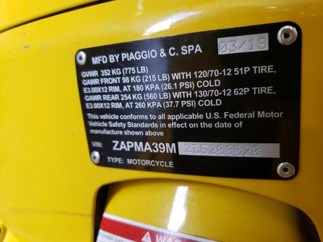 Photo 9 VIN: ZAPMA39M2L5200020 - VESPA MOPED 