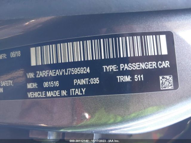 Photo 8 VIN: ZARFAEAV1J7595924 - ALFA-ROMEO GIULIA 