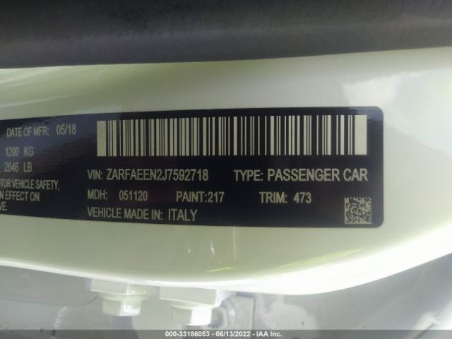 Photo 8 VIN: ZARFAEEN2J7592718 - ALFA-ROMEO GIULIA 